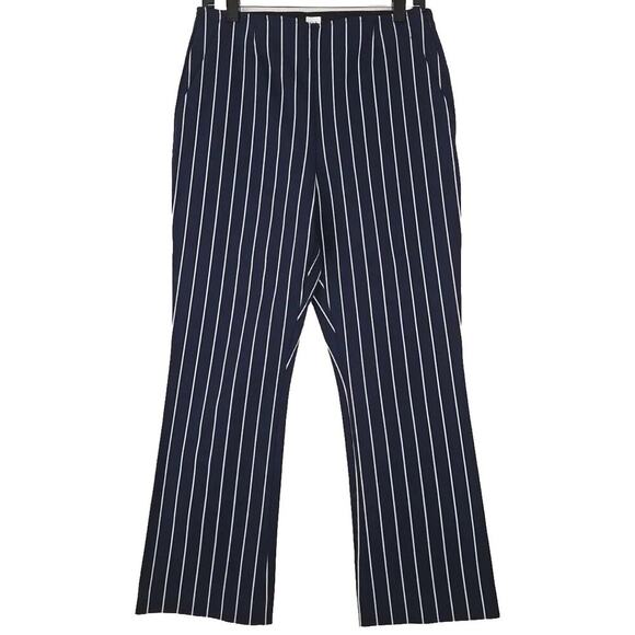 Gap~Woman Size 10~Navy Blue Stripe High Rise Crop Flare Ankle Pants Stretch NWOT - Picture 4 of 12